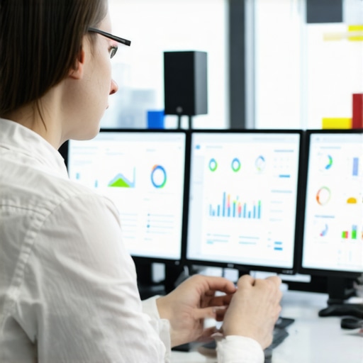 SEO expert analyzing detailed local search data and analytics in a modern office.