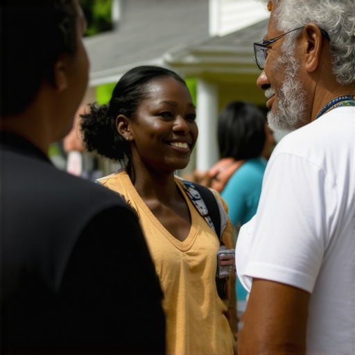 Community Engagement for Local SEO Business owner participating in community event to boost local presence