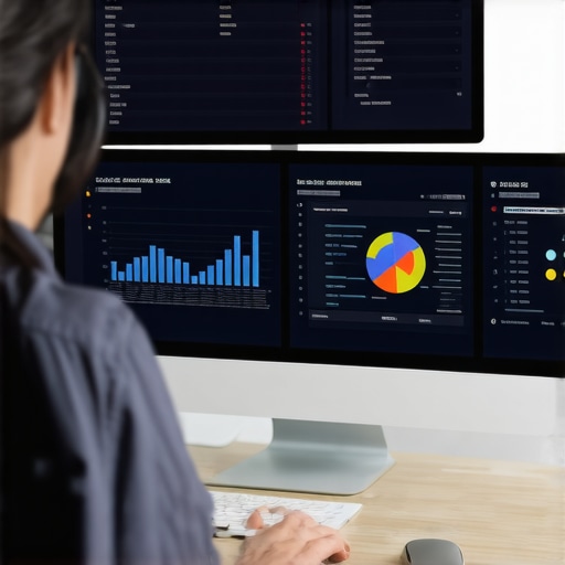 Managing Local SEO Tools for Long-Term Success Person working with local SEO management tools on a computer screen, analyzing data and reviews.