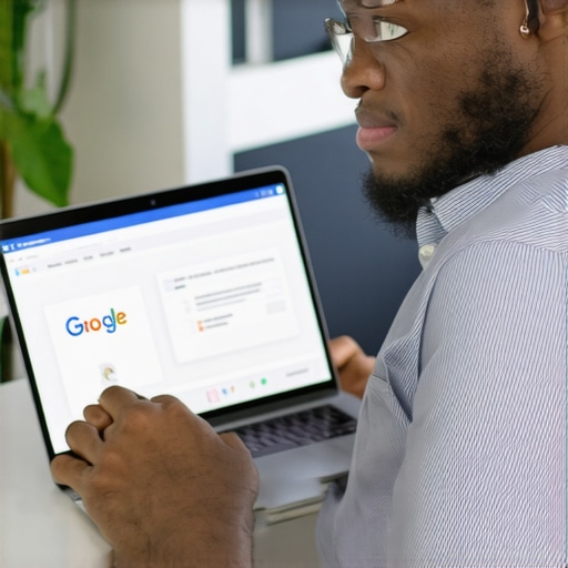 Optimizing GMB Profile for Local SEO Business owner updating Google My Business listing on laptop