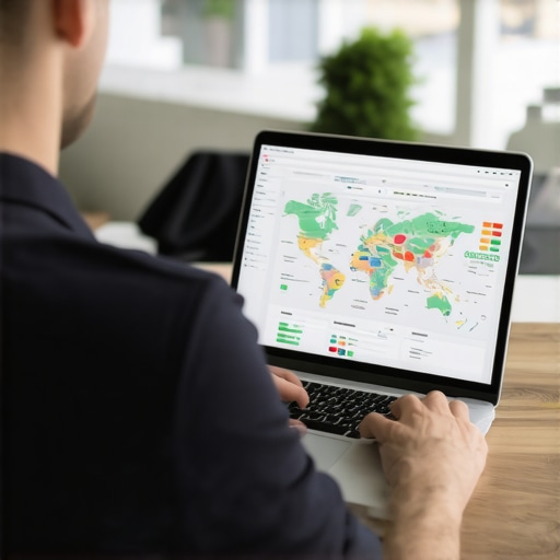 Using SEO Tools for Local Maps Optimization Person analyzing local SEO data on a laptop in an office