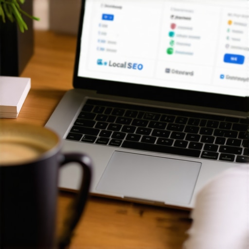 Person managing local SEO citations on a laptop with citation tools visible.