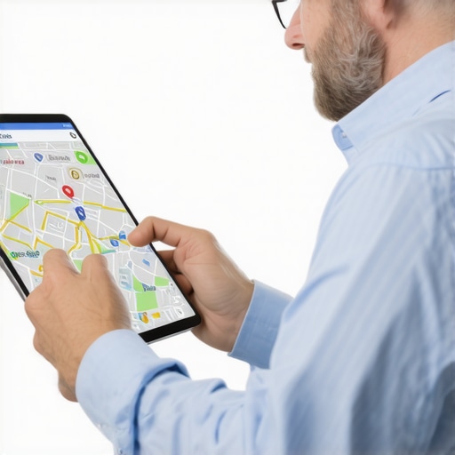 Indianapolis business owner optimizing Google My Business profile on tablet