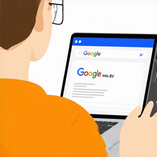 Business owner optimizing Google My Business profile on laptop