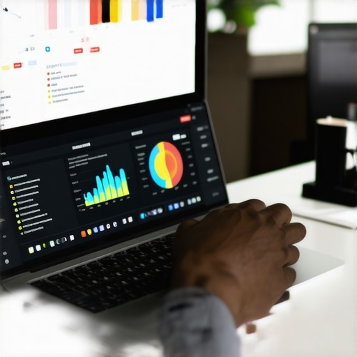 A person analyzing local SEO data on a laptop with maps optimization metrics.