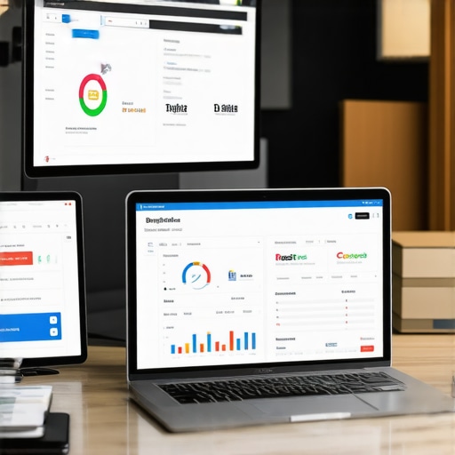 Digital workspace with local SEO analytics tools.