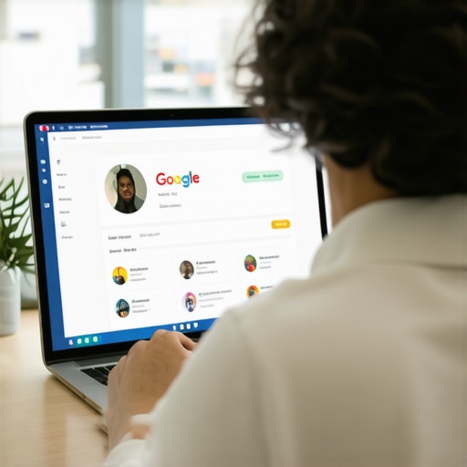 Business owner editing GMB listing on computer in Indianapolis